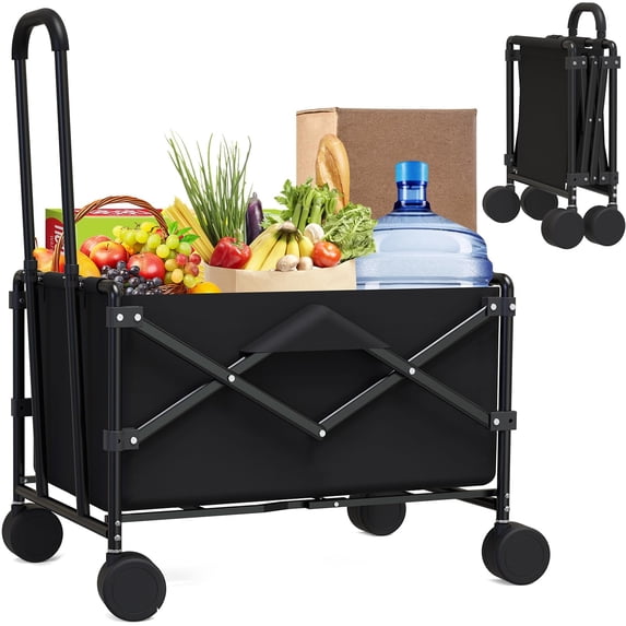 Black folding utility cart